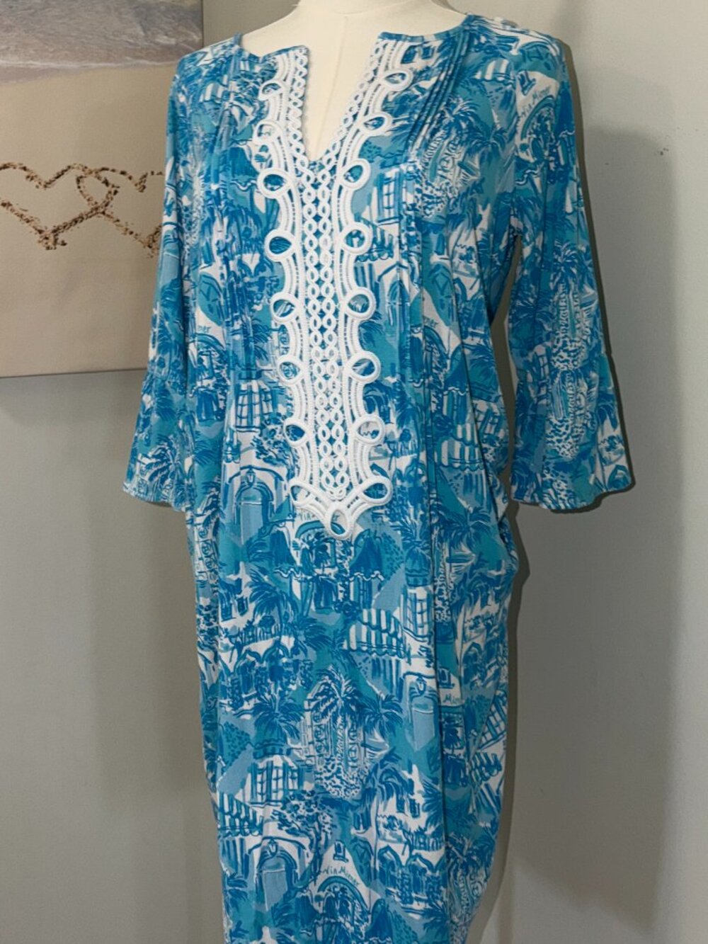 Lilly Pulitzer Via Mizner / Palm Beach Toile Print Dress Size Medium EUC